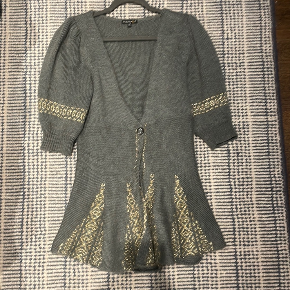 Chaundry KC Mohair Blend Peplum Hem Sweater Cardigan